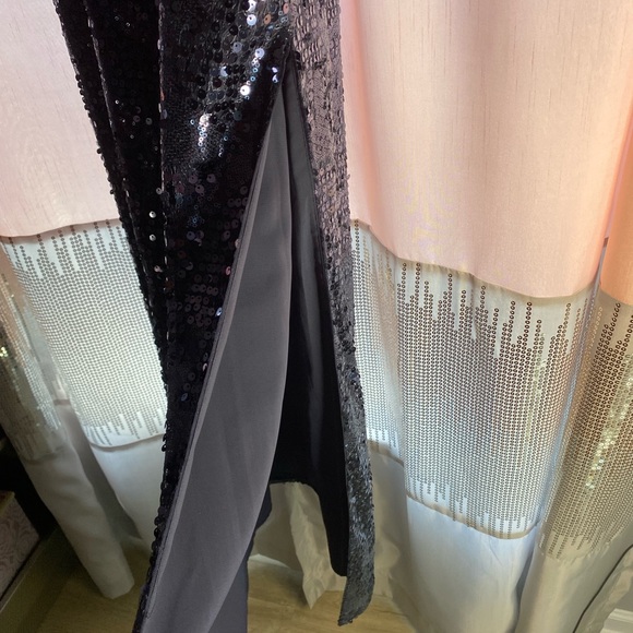 Blue Sequence Dress with Side Split - Picture 9 of 11